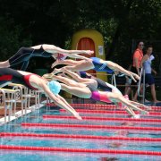 Start zum schnellsten Lauf der Frauen über 100m Freistil